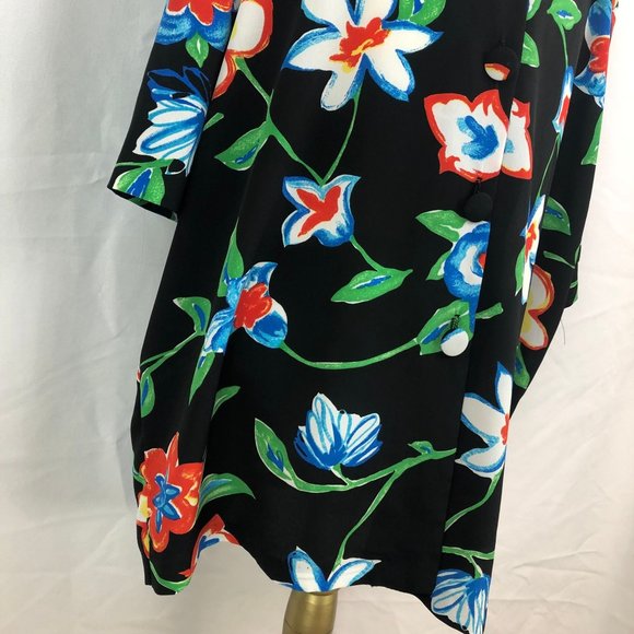 Vintage Rikki Sue Floral  Resort Top Retro Blouse Button Down Shirt 2XL - Picture 3 of 8